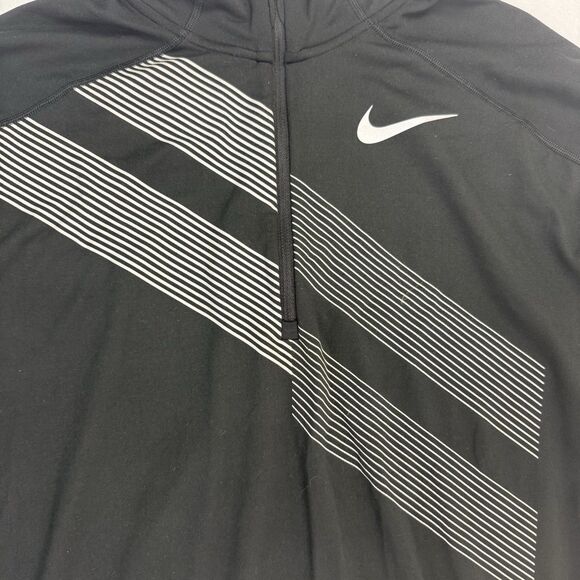 Nike Men Dri-FIT Element 1/4 Zip Black Reflective Running Top M Shirt Thumbholes - Picture 2 of 11